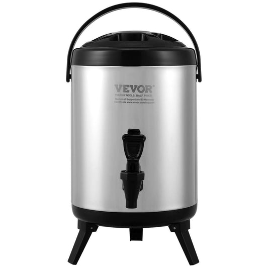 Stainless Steel Insulated Beverage Dispenser, 1.5 Gallon 6 Liter, Thermal Hot And Cold Drink Server Dispenser With Spigot Handle, Food-grade For Hot Tea Coffee Water Restaurant Drink Shop