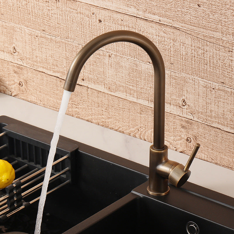 Kitchen Antique-style Splash-proof Dual-control Faucet For Hot And Cold Water