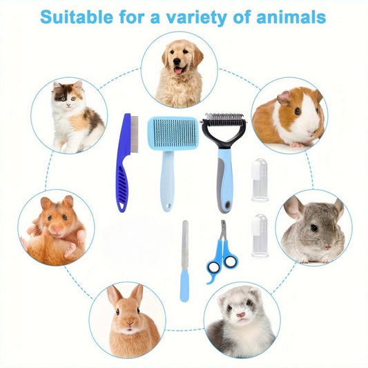 Pet Nail Clipper File Shedding Brush And Silicone Toothbrush Set