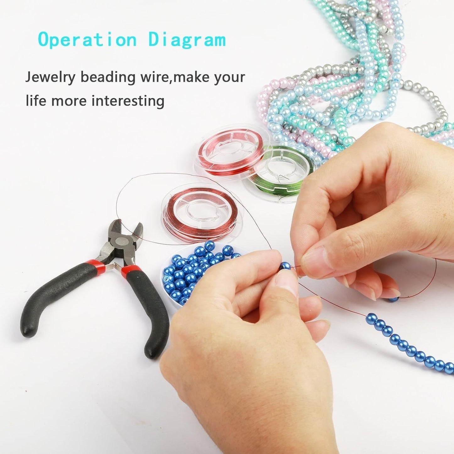 0.4mm Jewelry Wire Set With 6 Colorful Copper Wires & Pliers – DIY Craft Set For Jewelry Making And Creative Projects – Craft Supplies