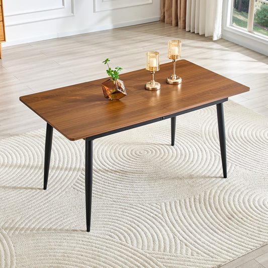 Rectangular Dining Table 190.5cm 150cm, Wood Look, Metal Legs, Kitchen Table For 6 8 People, Modern Industrial