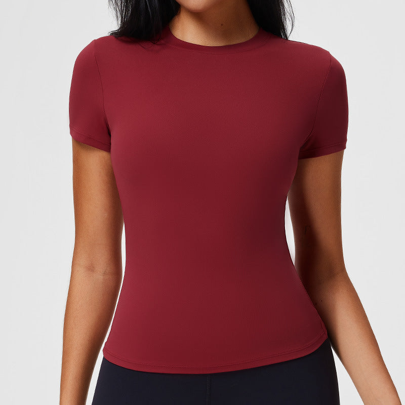 Casual Sports T-shirt Women's Slim Fit And Quick-drying Nude Feel Fitness
