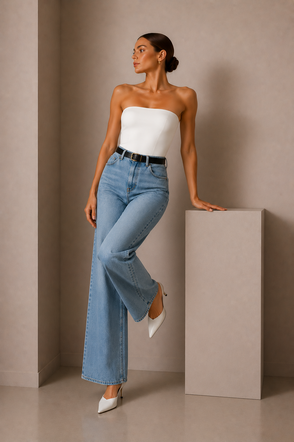 Women's Strapless Bandeau Bodysuit Soft Stretch Tube Top Body Suit