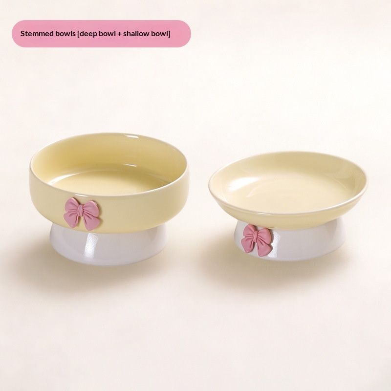 Pet Ceramic Elevated Water Bowl With Raised Stand To Protect Your Pets Neck And Prevent Tipping