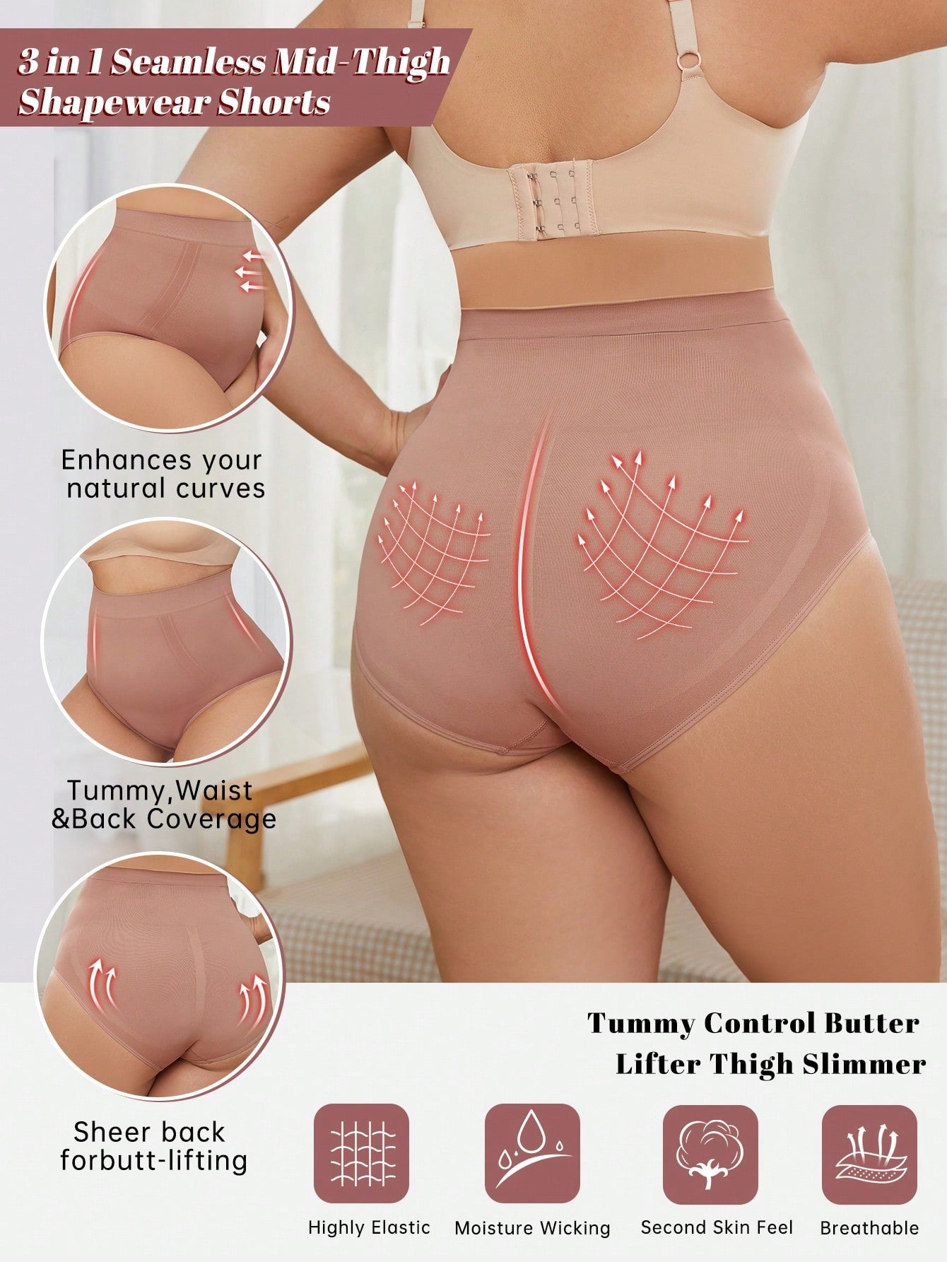 High-Waisted Shapewear Shorts For Women Tummy Control Butt Lifter Thigh Slimmer Seamless Body Shaper