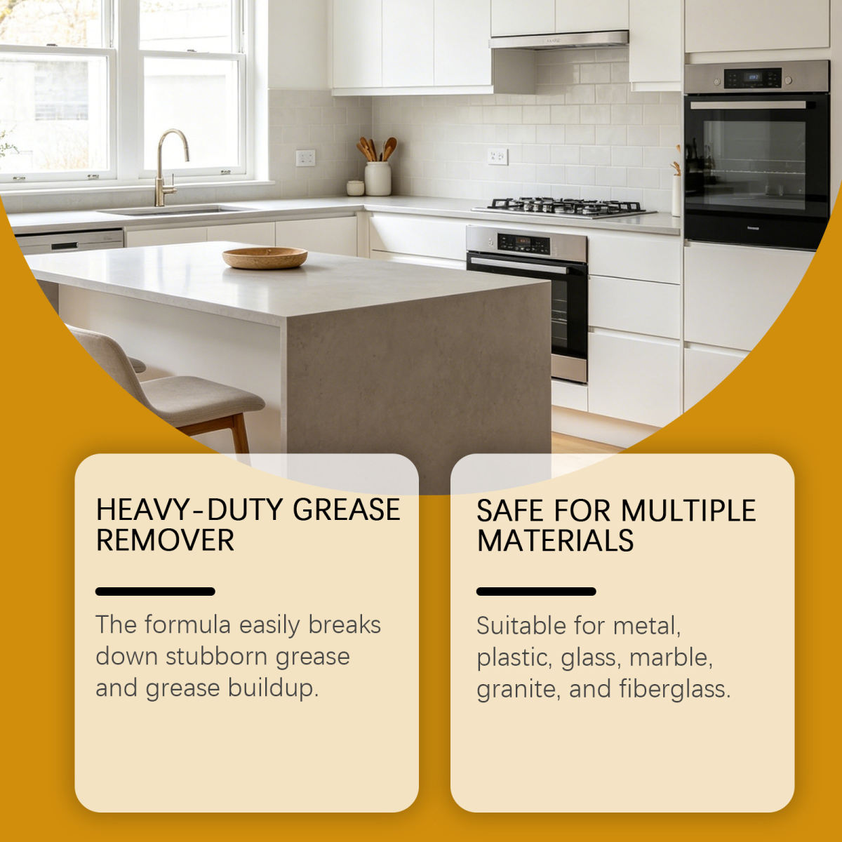 Kitchen Grease Cleaner Spray, For Cleaning Stovetops And Range Hoods, Gentle Formula For Removing Grease And Stains.