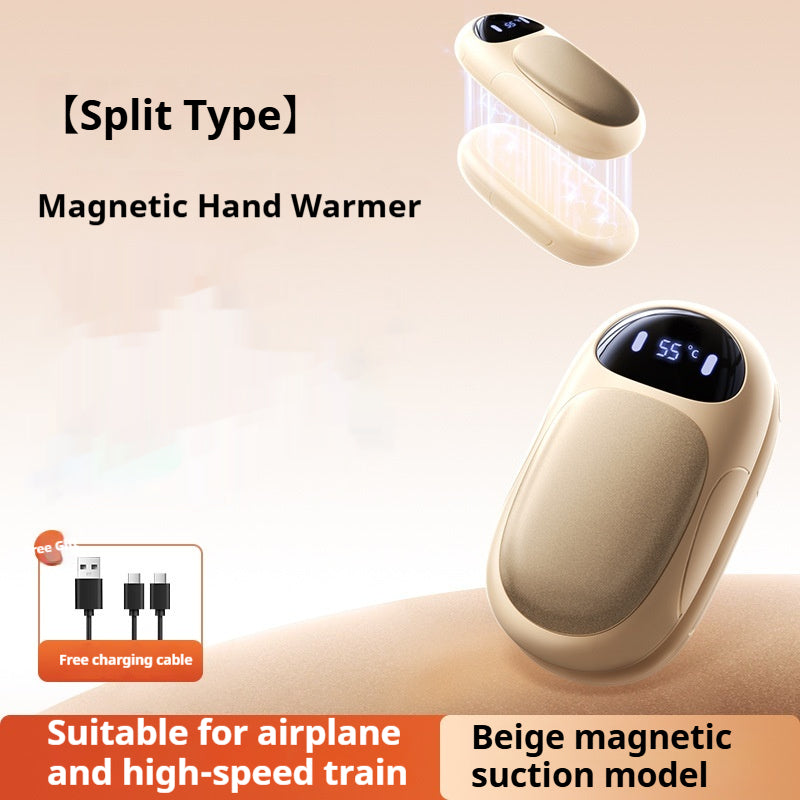 Magnetic Mini Split Type Hand Warmer With Charging Function
