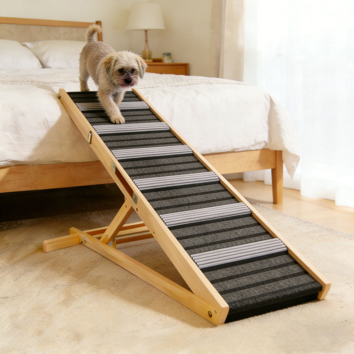 2026 Upgraded Dog Ramp for Couch, Small Dog Ramp for Sofa, 6 Adjustable Height from 14'' to 25", Portable Stable Pet Steps with Non-Slip Pad, Pet Ramps Use for Sofa Couch Stairs
