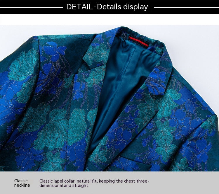 Men's Dress Host MC Wedding Best Man Jacquard Suit