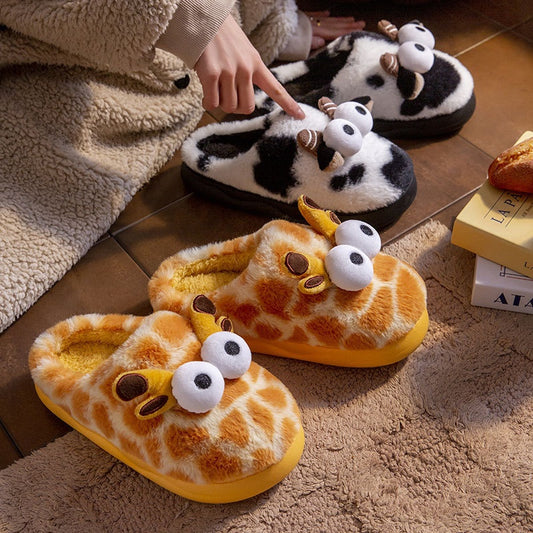 Women's Cotton Slippers For Winter Indoor Home Warmth With Fleece