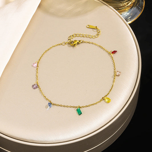 Titanium Steel Necklace And Anklet Best-selling Rainbow Diamond Design