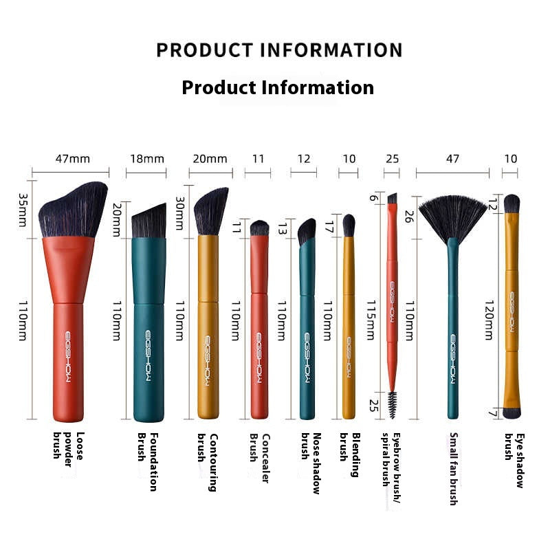 Mini Makeup Brush Suit Portable Portable 9 PCs