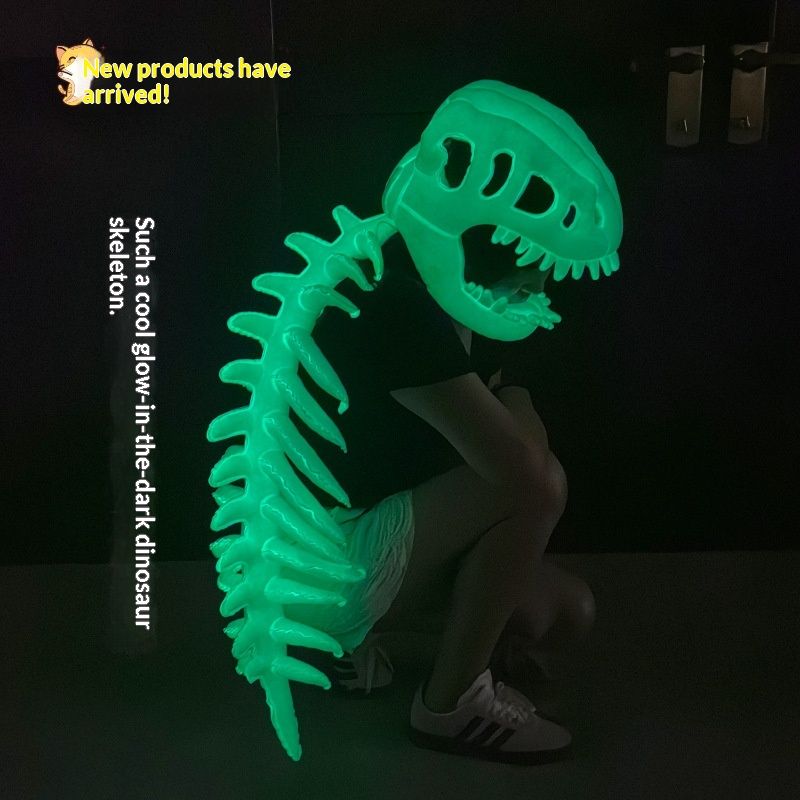 Glow-in-the-dark Dinosaur Skeleton Mask Set With Plush Toys