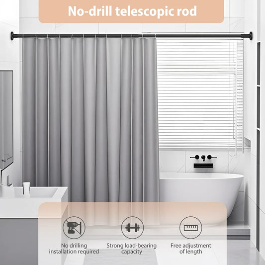 Adjustable Telescopic Pole No Drill1.9m Extendable Hanging Rod Bathroom Curtain Clothes Drying Storage Organization Multipurpose