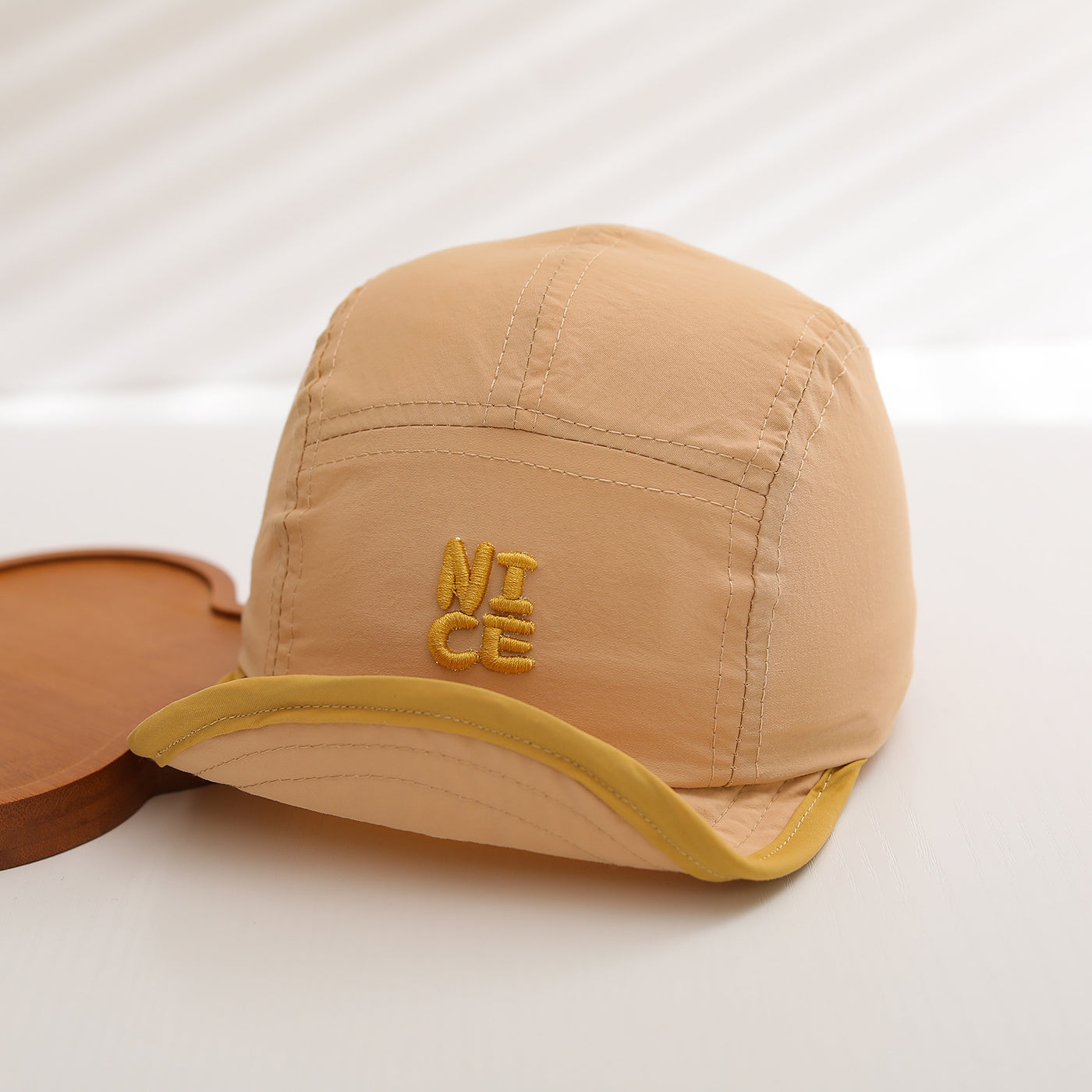 Light And Breathable, Quick-drying NICE Letter-stitched Five-panel Hat With Contrasting Edges And Casual Design For Children. Outdoor Breathable