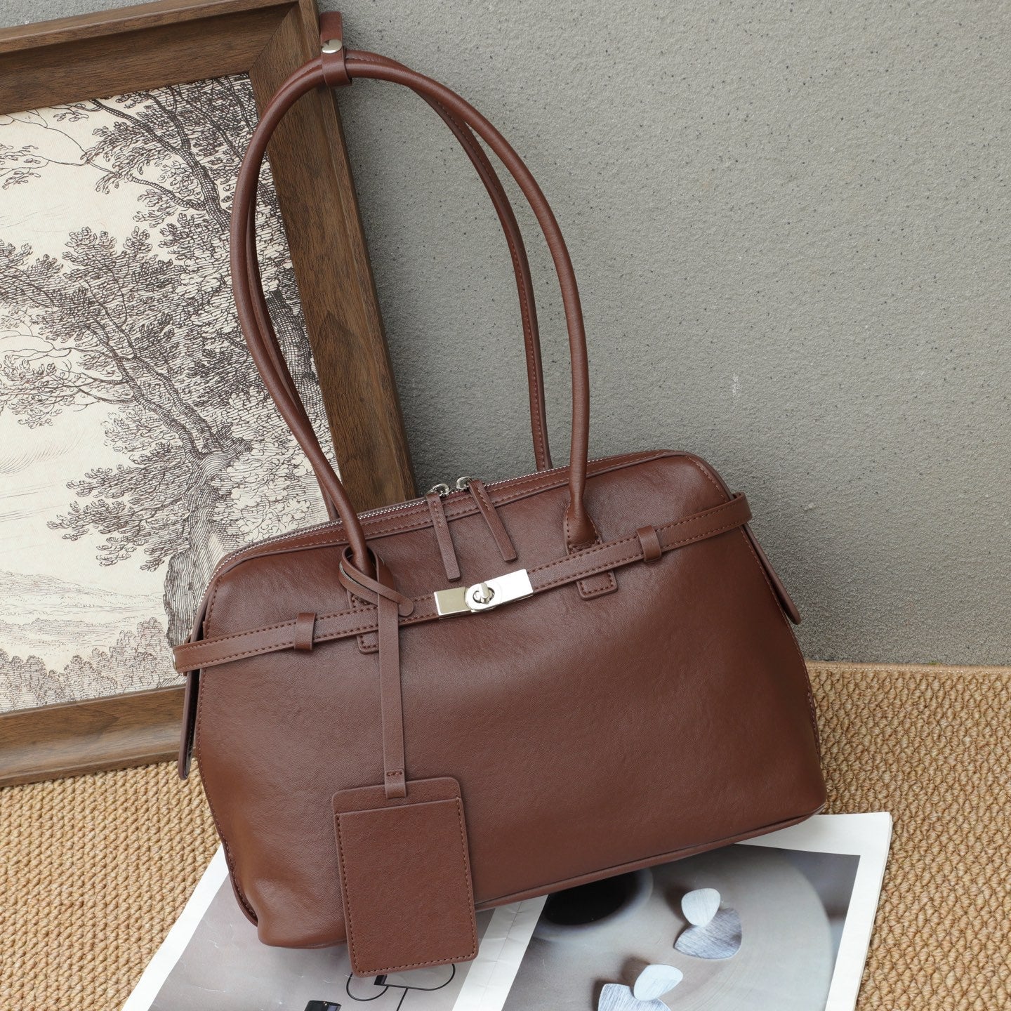 Popular New Retro Genuine Leather Tote Bag In Europe And America, High-End Feel, Large Capacity, Perfect For Commuting, Versatile Shoulder And Underarm Bag