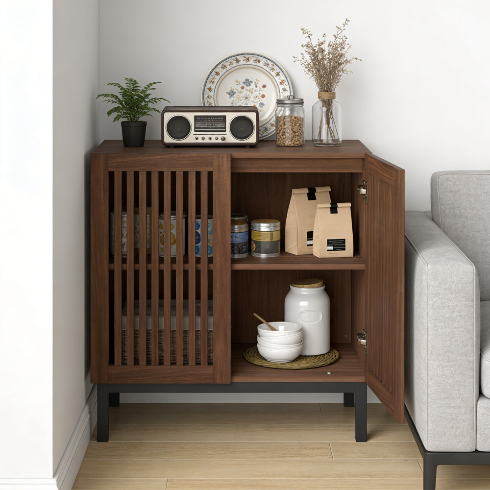 Buffet Cabinet With Storage 32 Inch Wooden Sideboard Coffee Bar Station With Adjustable Shelf Anti-toppling Devices