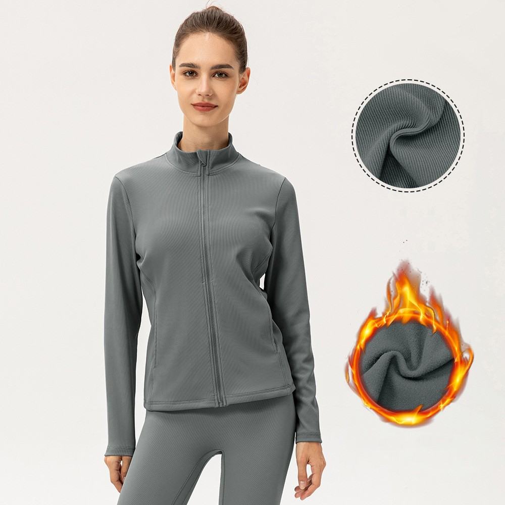 Plush Yoga Coat Women's Slim Stripe Pit Strip