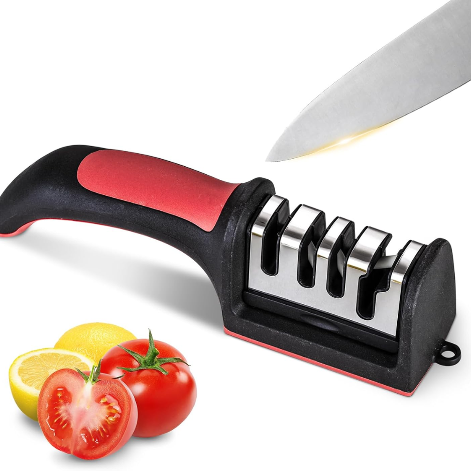 Professional 4-in-1 Manual Knife & Scissors Sharpener - Tungsten & Ceramic Kitchen Tool