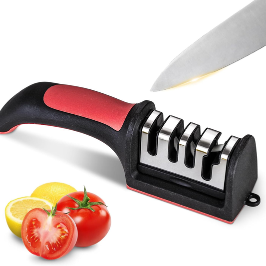 Professional 4-in-1 Manual Knife & Scissors Sharpener - Tungsten & Ceramic Kitchen Tool
