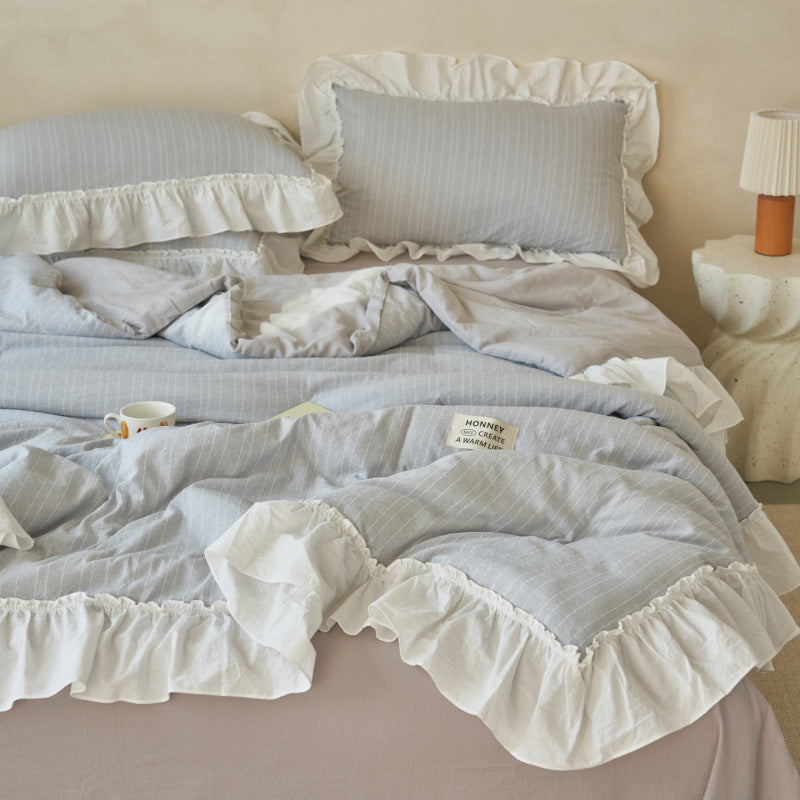 Summer Princess-Style Puff Tulle Summer Cooling Quilt Four-Piece Set