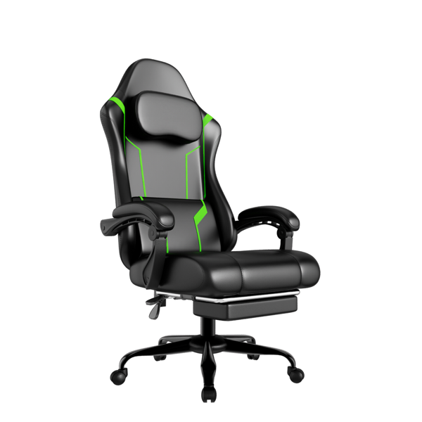 Ergonomic Gaming Chair, Video Game Chair With Pocket Spring Cushion And Footrest, Height Adjustable Computer Chair With Swivel Seat And Headrest