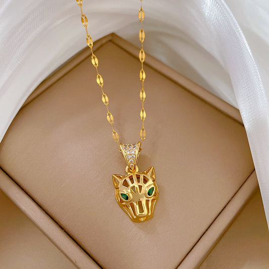 Hollowed-out Leopard-head Light-luxury Fashion Necklace For Women