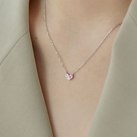 S925 Sterling Silver Necklace Pulsatile Heart Smart Shape Micro Zircon