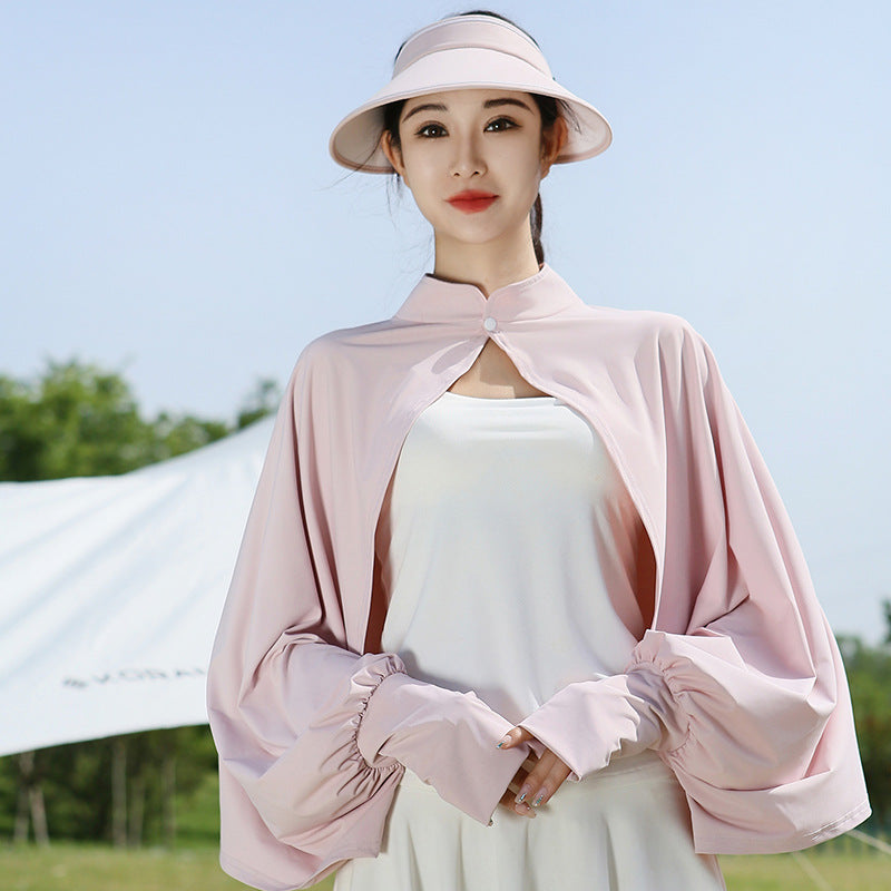 Womens Summer Sun-Protection Long Cape For Outdoor Cycling