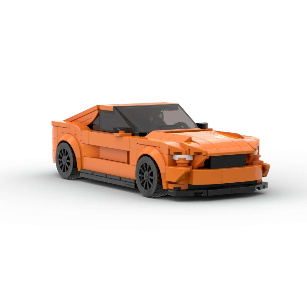 348PCS Sports Race Orange Muscle Car Building Blocks, Mustang Inspired Sports Coupe Toy Kit For Kids And Adult,Collectible Race Car Gift