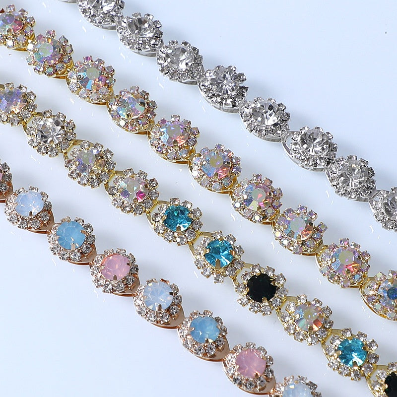 Chain Accessories Rhinestone Chain DIY Jewelry Soldered Chain Floral Design