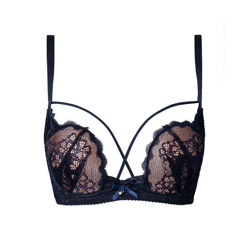 Sexy Lace Half Cup Pure Desire Push-up Beauty Back Red Bra Set