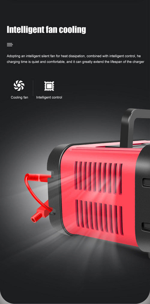 12v-20A 24v-10A Smart Battery Charger Lifepo4 Lead-Acid Agm-Gel Trickle Charger Battery Maintainer For AGM Lithium Motorcycle Boat Caravan Batteries 19x12.5x9.5cm Red