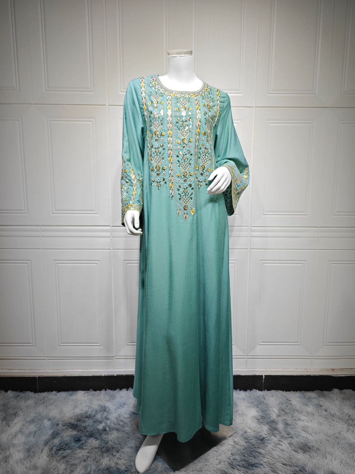 Womens Fashion Embroidered Long Dress
