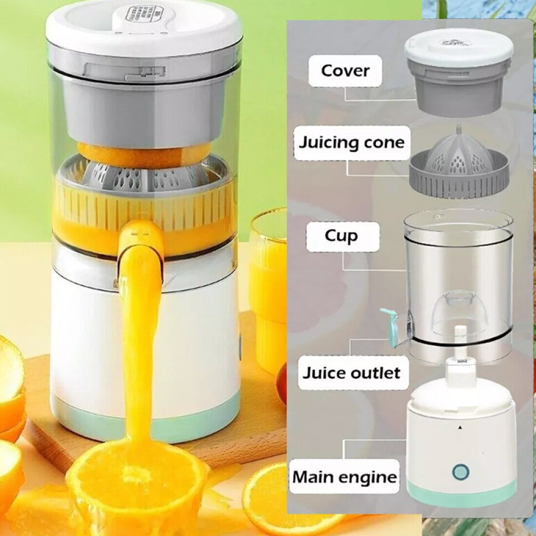 Electric USB Charging Juice Presser Squeezer Orange Lemon Watermelon Juicer UK