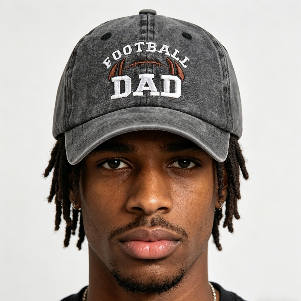 Football Dad Hat, Washed Vintage Baseball Cap For Men, Adjustable Unstructured Cotton Cap, Great Gift For Football Loving