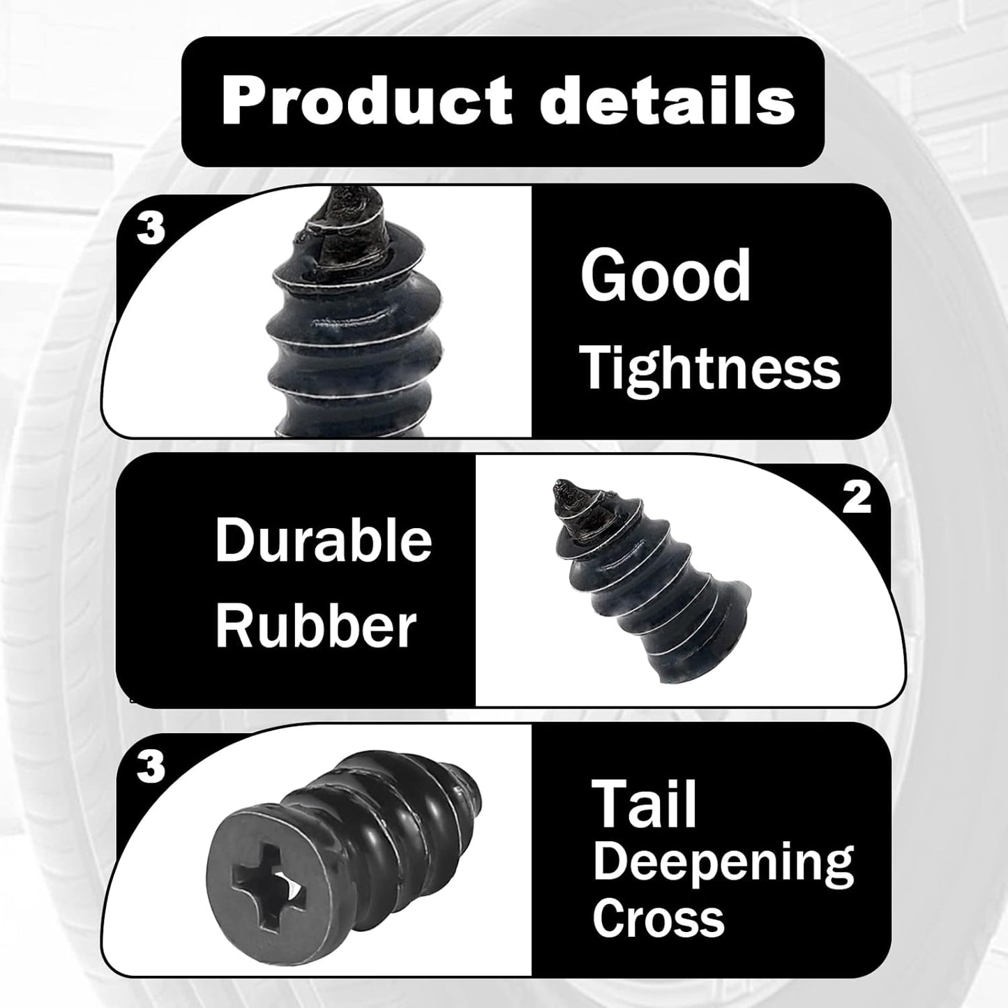 60Pcs Tire Repair Rubber Nail, Rubber Screw Tire Plugs Repair Nail Kit Tires Quick Puncture Repair Tools For Auto Motorcycle, Truck, Tractor Tire Puncture Repair