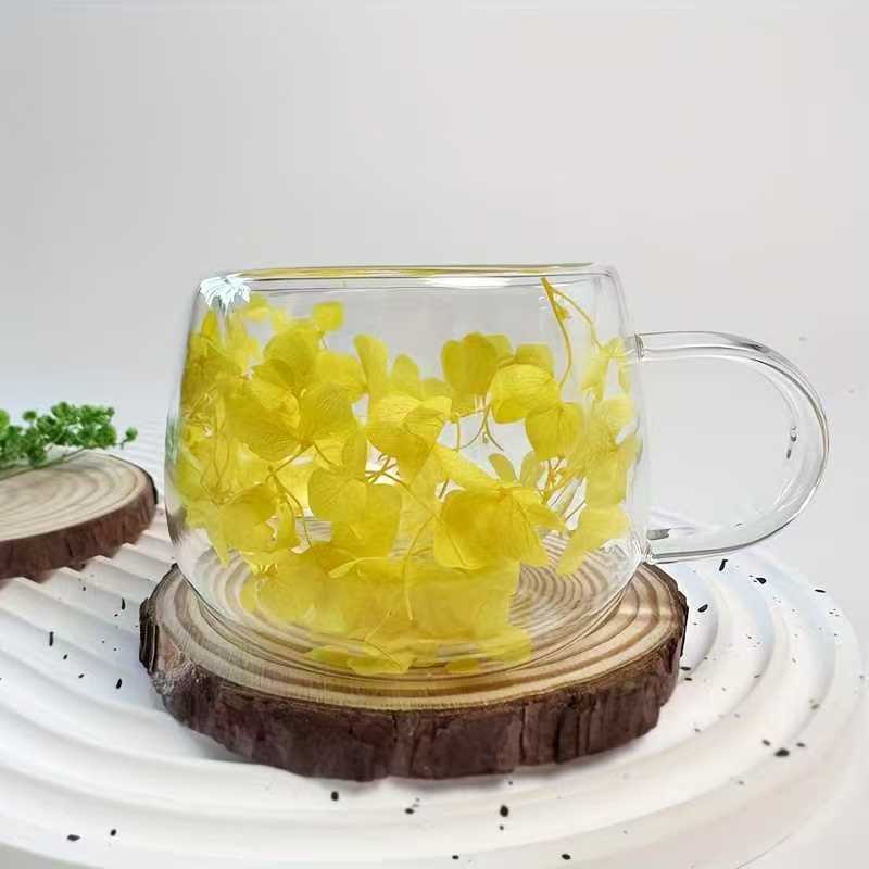 High-borosilicate Glass Tea Cup Internet-famous Double Layer Design With Real Flowers Inside