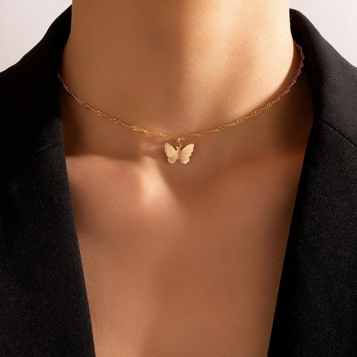 Simple Fashion Accessories Alloy Butterfly Single-layer Necklace