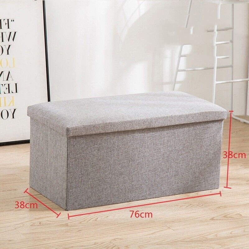 Storage Box Foldable Ottoman Seat Toy Storage Box Foot Stool Bench Home Stool UK