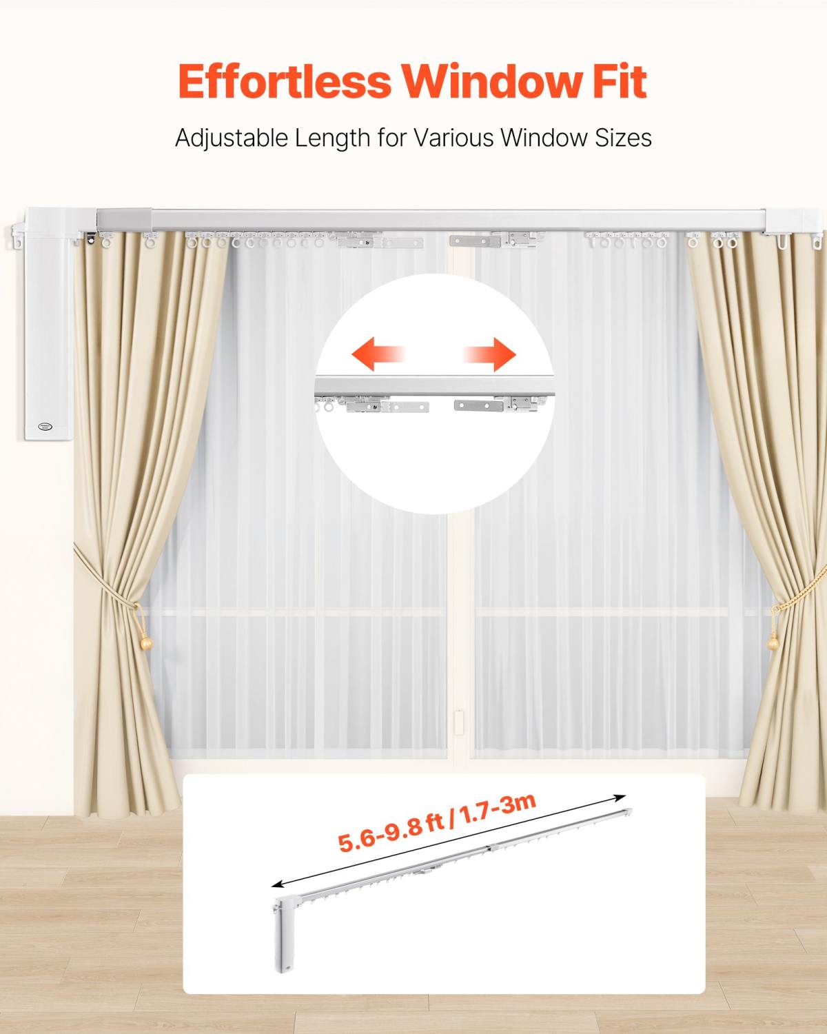 Smart Electric Curtain Track, 71-118 Inch Adjustable Length, Motorized Rod With Remote, Ceiling And Wall Mount, Automated Curtain Track System Compatible With Alexa, Google Home, App Control