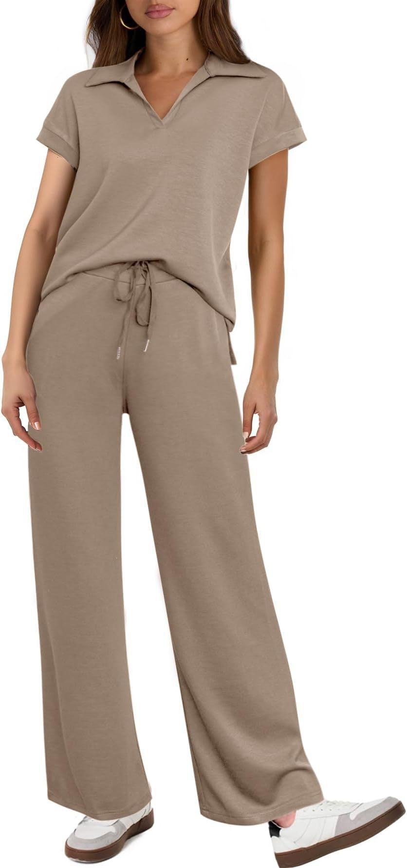 Women's Casual Fashion Solid Color Short Sleeved Set