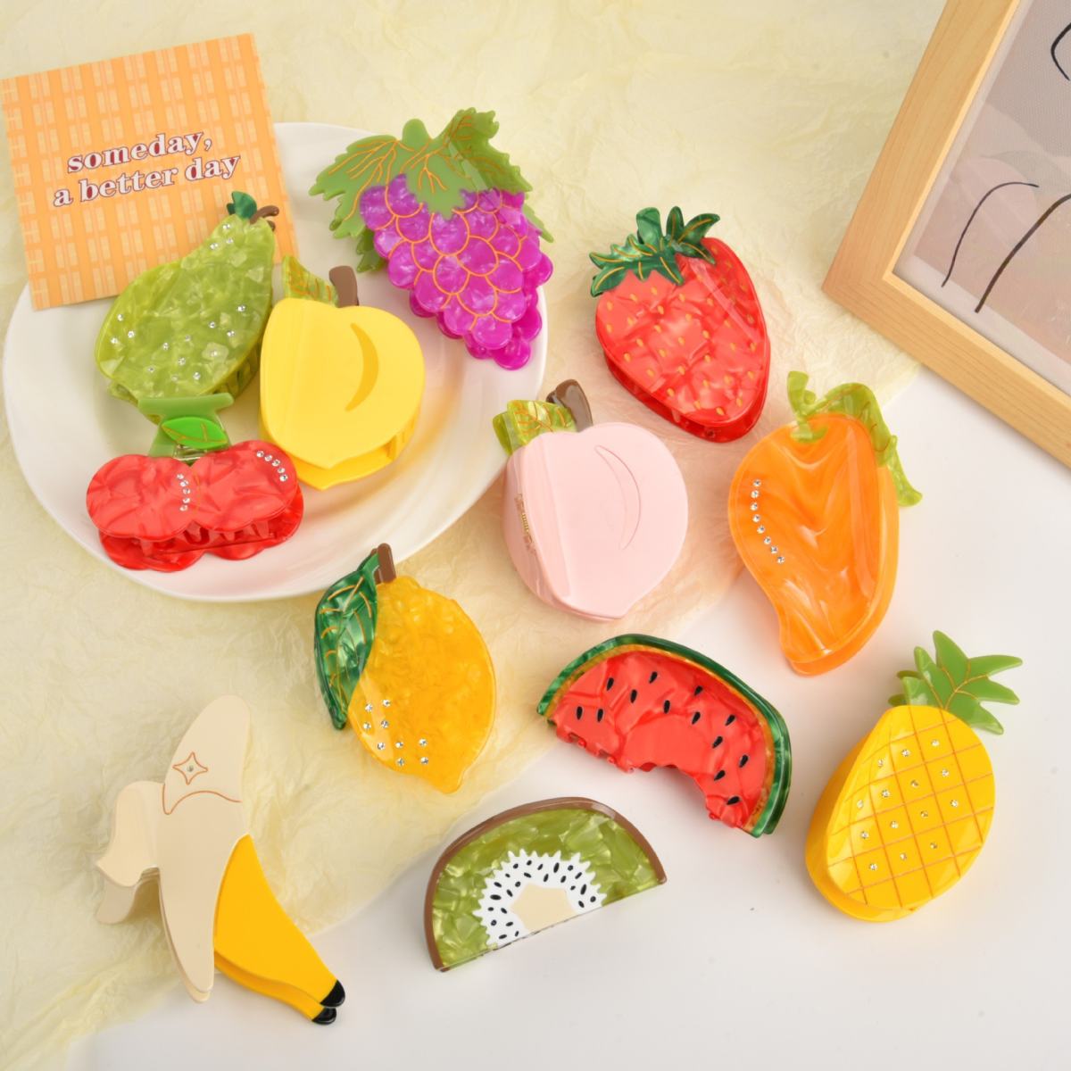 Acetate Hair Clip High-end Feel Cute Fruit Design