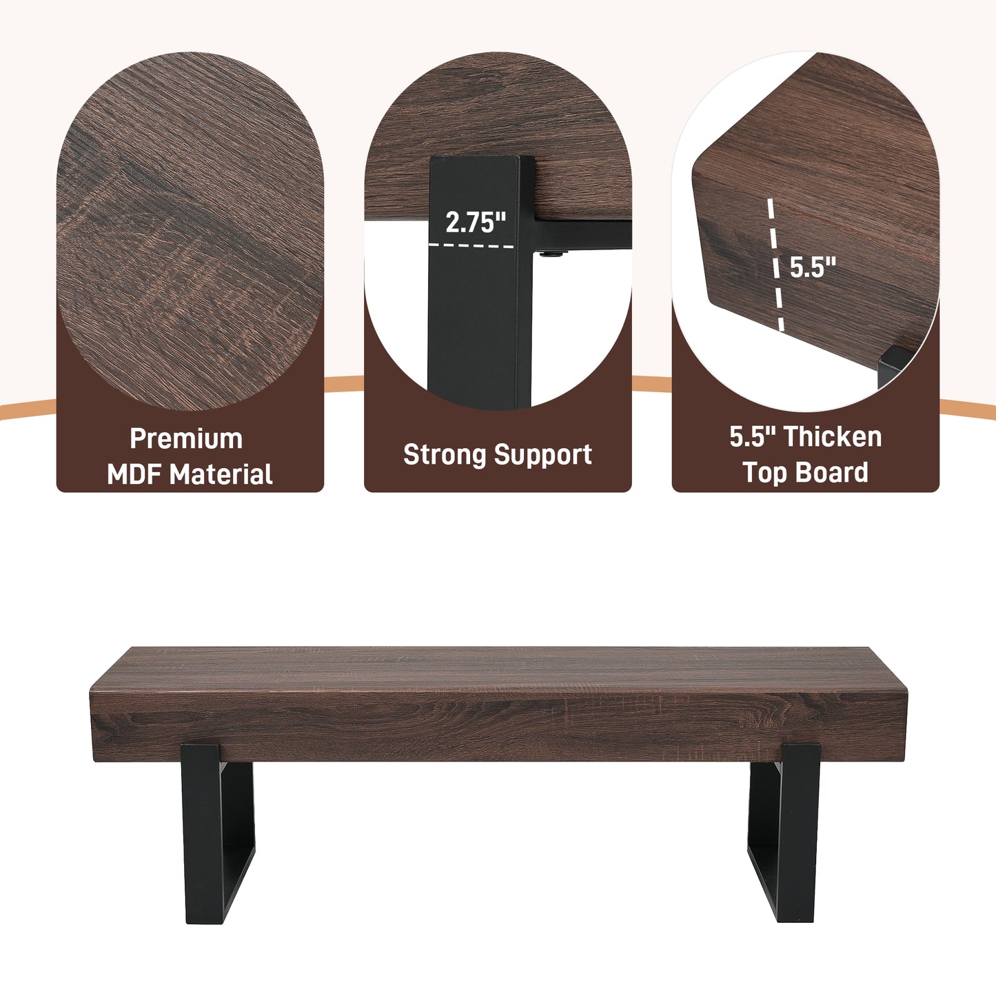 59  Dining Bench, Farmhouse Indoor Kitchen Table Benches, Bed Bench, Industrial Shoe Bench, Entryway Benches