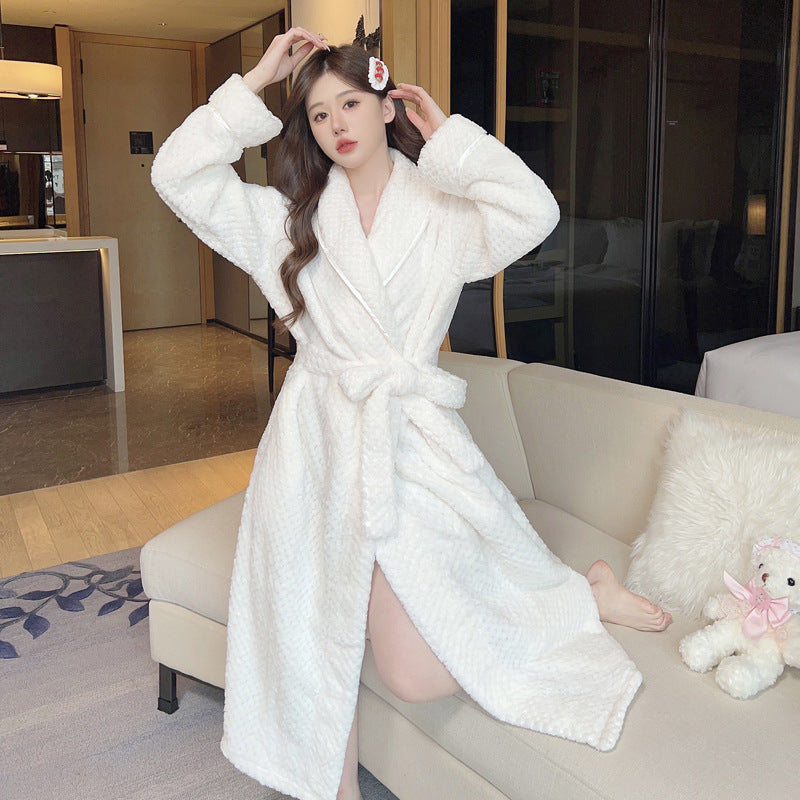 Thickened Loungewear Women's Long Wholesale Beauty Salon Bathrobe Pajamas