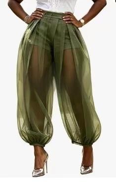 Summer New Semi Transparent Mesh Solid Color Bloomers