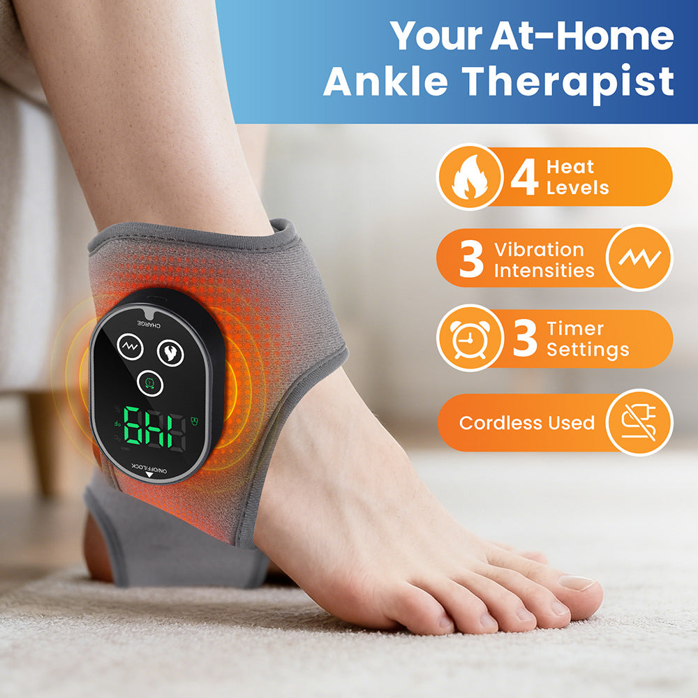 Heated, Rechargeable Ankle Brace With Massage Function For Ankle Joint Care