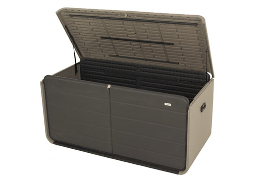 200 Gallon Plastic Deck Box, Large Patio Storage Box With Lock, Wheels & Waterproof Lid For Outdoor Cushions, Garden And Pool Supplies  Gray