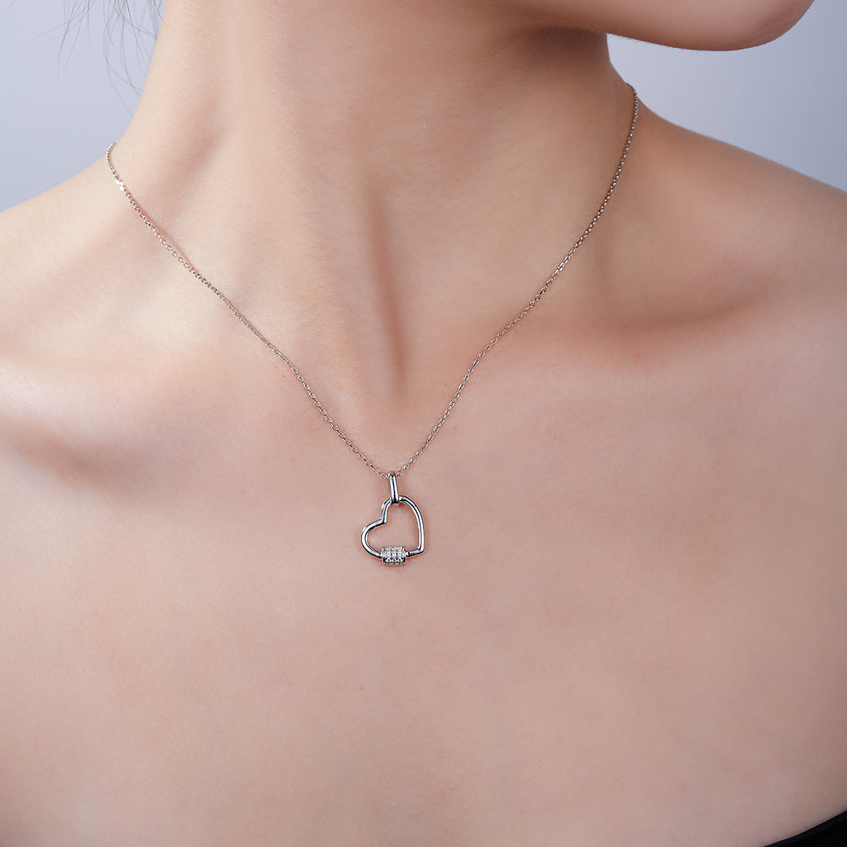3.3g S925 Sterling Silver Heart Necklace 45cm  15 Stone Moissanite Pave Bar Pendant With GRA Certificate, Platinum Plated Romantic Jewelry Gift Box Set For Women