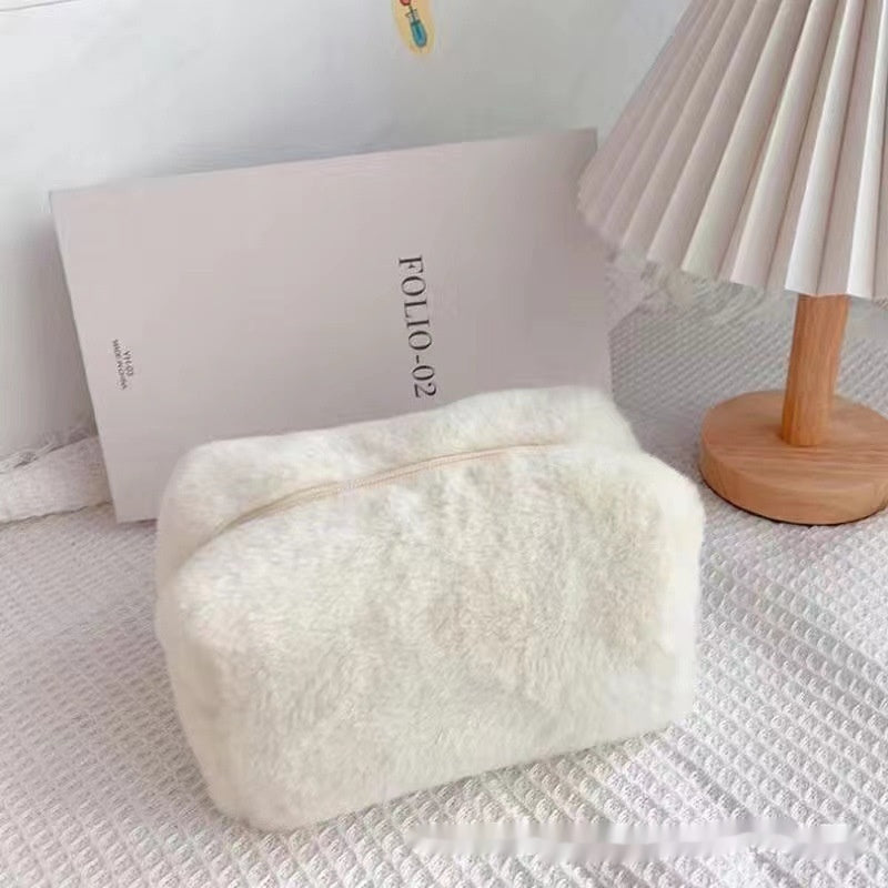 Simple And Stylish Embroidered Plush Makeup Bag